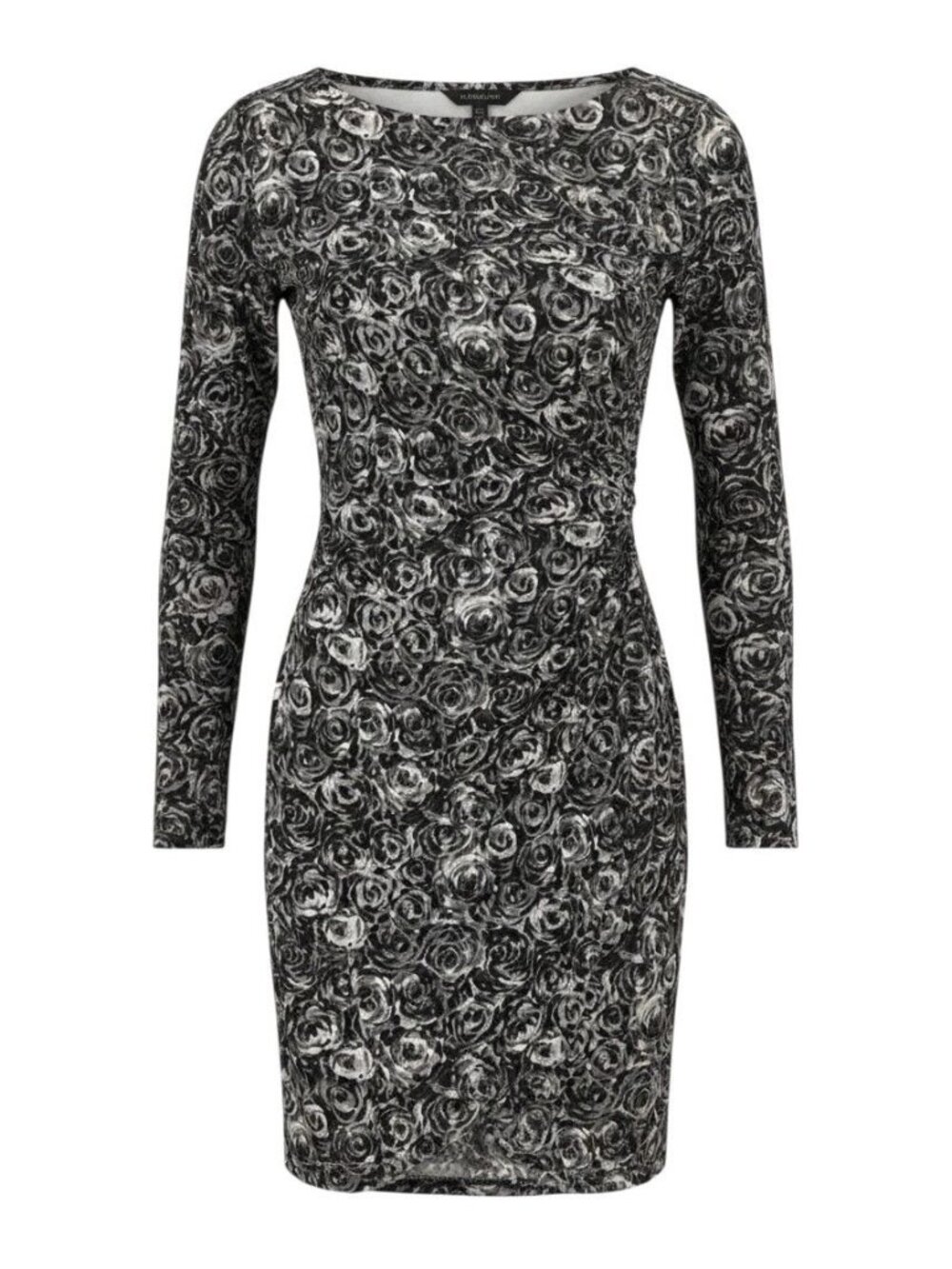 Talbots Petite Black & Gray Floral Long Sleeve Dress Size P